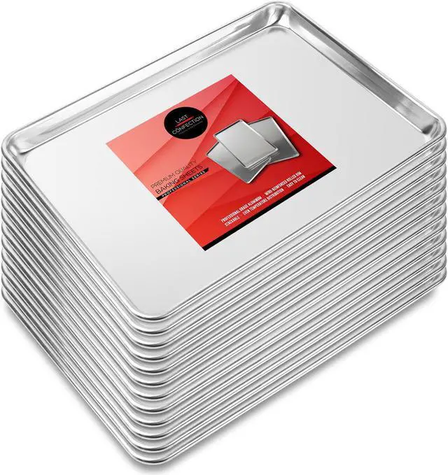 Main image of Last Confection 12 Cookie Baking Sheets 13" x 18" - Rimmed Aluminum Jelly Roll Trays - Half Sheet Pans