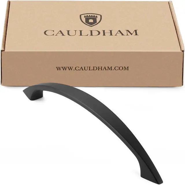 Alt view image 4 of 6 - Cauldham 10 Pack Solid Kitchen Cabinet Arch Pulls Handles (5" Hole Centers) - Curved Drawer/Door Hardware - Style M243 - Matte Black