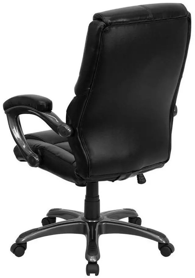 Alt view image 18 of 19 - Flash Furniture GO-724H-BK-LEA-GG High Back Black Leather Overstuffed Executive Office Chair