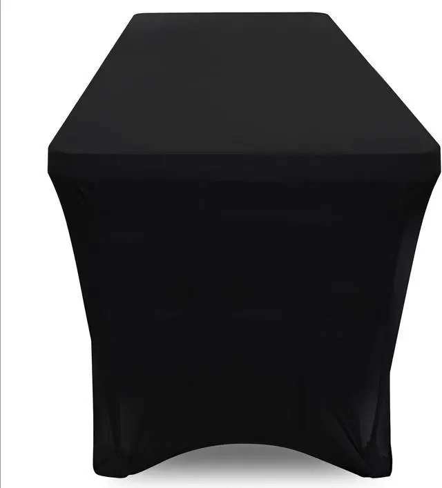 Alt view image 3 of 3 - Lann's Linens - 8' Fitted Stretch Tablecloth for 96" x 30" Rectangular Table - Wedding / Banquet / Trade Show - Spandex Cloth Fabric Cover - Black