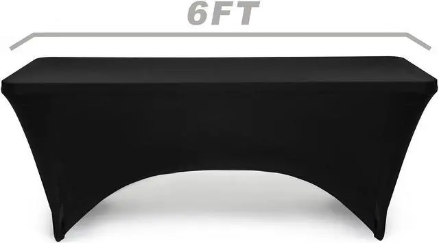 Alt view image 2 of 3 - Lann's Linens - 6' Fitted Stretch Tablecloth for 72" x 30" Rectangular Table - Wedding / Banquet / Trade Show - Spandex Cloth Fabric Cover - Black