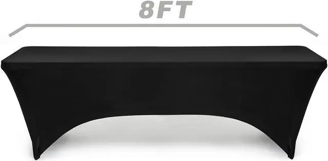 Alt view image 2 of 3 - Lann's Linens - 8' Fitted Stretch Tablecloth for 96" x 30" Rectangular Table - Wedding / Banquet / Trade Show - Spandex Cloth Fabric Cover - Black