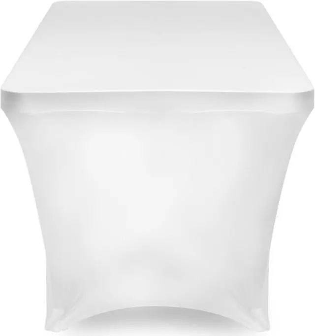 Alt view image 3 of 3 - Lann's Linens - 4' Fitted Stretch Tablecloth for 48" x 24" Rectangular Table - Wedding / Banquet / Trade Show - Spandex Cloth Fabric Cover - White