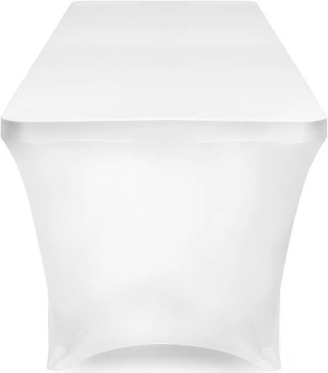 Alt view image 3 of 3 - Lann's Linens - 8' Fitted Stretch Tablecloth for 96" x 30" Rectangular Table - Wedding / Banquet / Trade Show - Spandex Cloth Fabric Cover - White