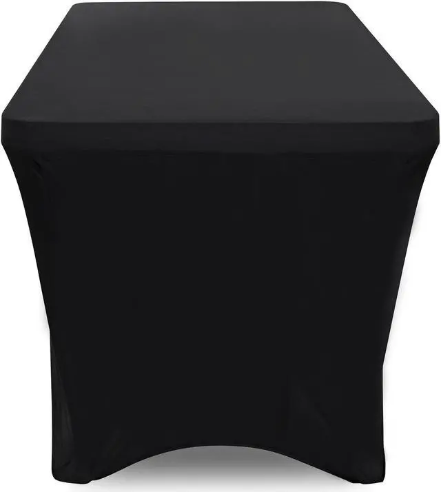 Alt view image 3 of 3 - Lann's Linens - 6' Fitted Stretch Tablecloth for 72" x 30" Rectangular Table - Wedding / Banquet / Trade Show - Spandex Cloth Fabric Cover - Black