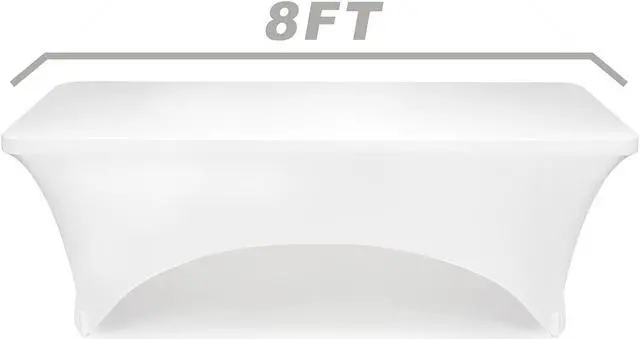 Alt view image 2 of 3 - Lann's Linens - 8' Fitted Stretch Tablecloth for 96" x 30" Rectangular Table - Wedding / Banquet / Trade Show - Spandex Cloth Fabric Cover - White