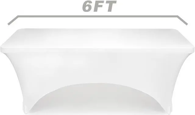 Main image of Lann's Linens - 6' Fitted Stretch Tablecloth for 72" x 30" Rectangular Table - Wedding / Banquet / Trade Show - Spandex Cloth Fabric Cover - White