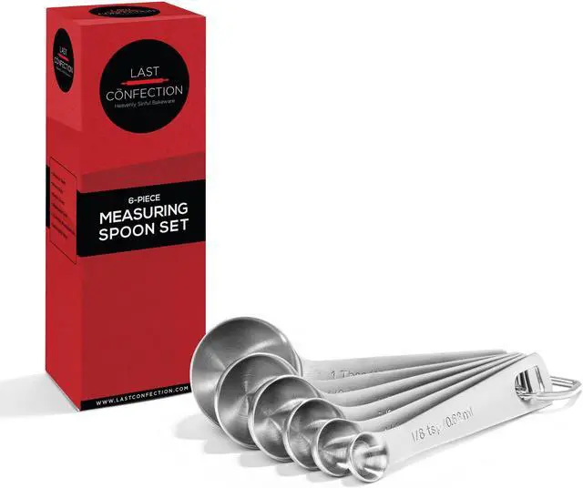 Alt view image 6 of 6 - Last Confection Stainless Steel Measuring Spoons, Set of 6 for Dry Spices and Liquid Cooking & Baking Ingredients