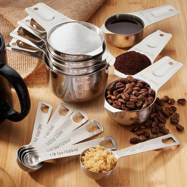 Alt view image 5 of 5 - Last Confection 13pc Stainless Steel Measuring Spoon & Cup Set - Kitchen Measurements for Dry Spices and Liquid Cooking & Baking Ingredients