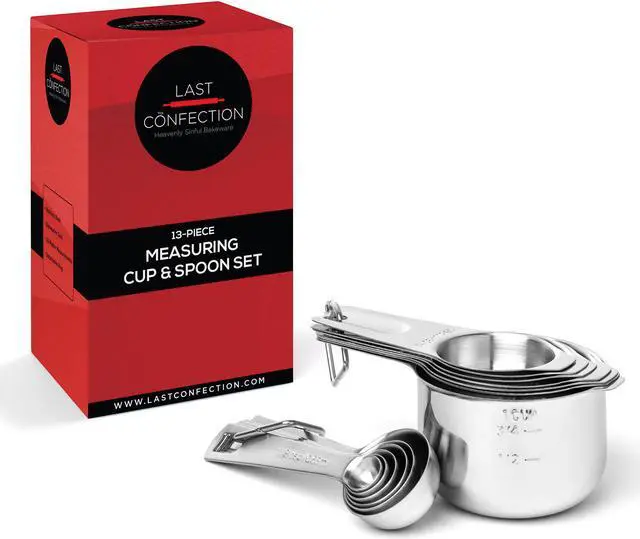 Alt view image 4 of 5 - Last Confection 13pc Stainless Steel Measuring Spoon & Cup Set - Kitchen Measurements for Dry Spices and Liquid Cooking & Baking Ingredients