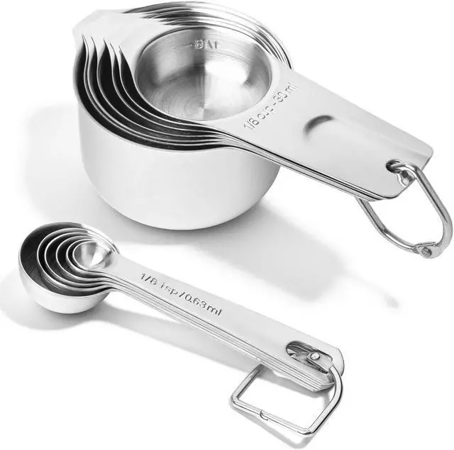 Alt view image 3 of 5 - Last Confection 13pc Stainless Steel Measuring Spoon & Cup Set - Kitchen Measurements for Dry Spices and Liquid Cooking & Baking Ingredients