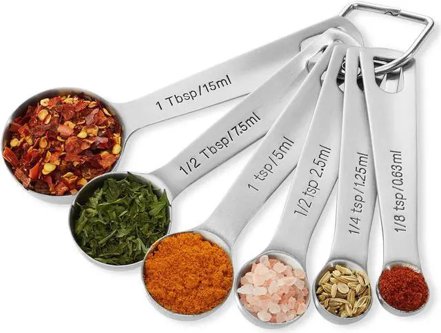 Main image of Last Confection Stainless Steel Measuring Spoons, Set of 6 for Dry Spices and Liquid Cooking & Baking Ingredients