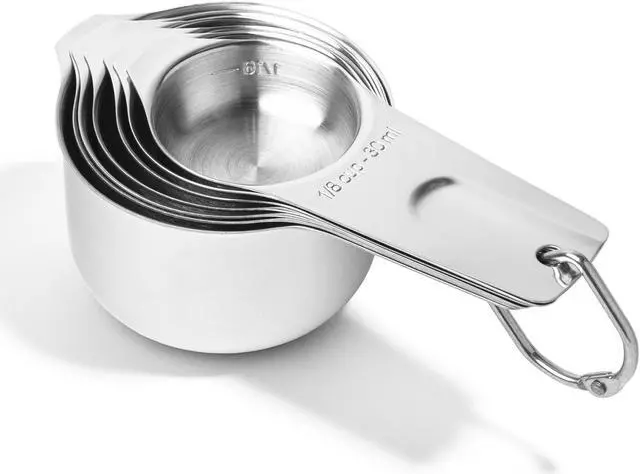 Alt view image 3 of 5 - Last Confection 7pc Stainless Steel Measuring Cup Set - Includes 1/8 Cup Coffee Scoop - Measurements for Dry and Liquid Cooking & Baking Ingredients