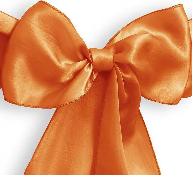 Alt view image 2 of 3 - Lann's Linens - 30 Elegant Satin Wedding/Party Chair Cover Sashes/Bows - Ribbon Tie Back Sash - Orange