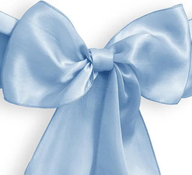 Alt view image 2 of 3 - Lann's Linens - 30 Elegant Satin Wedding/Party Chair Cover Sashes/Bows - Ribbon Tie Back Sash - Baby Blue