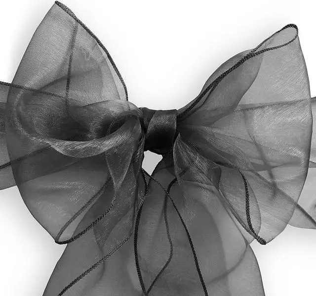 Alt view image 2 of 3 - Lann's Linens - 10 Elegant Organza Wedding/Party Chair Cover Sashes/Bows - Ribbon Tie Back Sash - Black