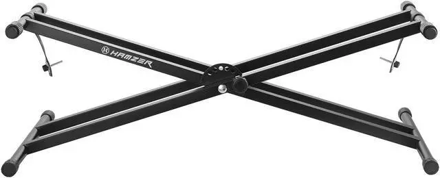 Alt view image 4 of 8 - Hamzer Heavy Duty, Double-X Piano Keyboard Stand - Height Adjustable & Portable Brace w/ Non Slip Caps & Durable Locking Straps, Black