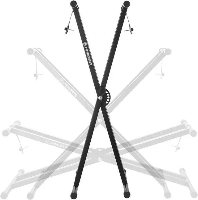 Alt view image 5 of 8 - Hamzer Heavy Duty, Double-X Piano Keyboard Stand - Height Adjustable & Portable Brace w/ Non Slip Caps & Durable Locking Straps, Black