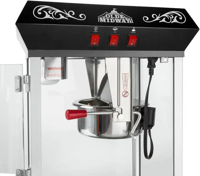 Alt view image 5 of 8 - Olde Midway Bar Style Popcorn Machine Maker Popper with 10-Ounce Kettle - Black