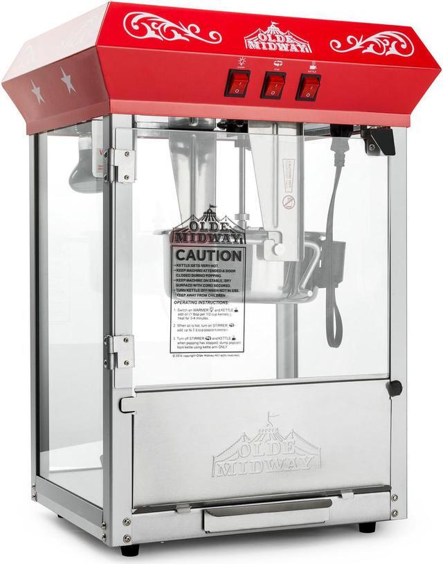 Alt view image 2 of 7 - Olde Midway Bar Style Popcorn Machine Maker Popper with 10-Ounce Kettle - Red