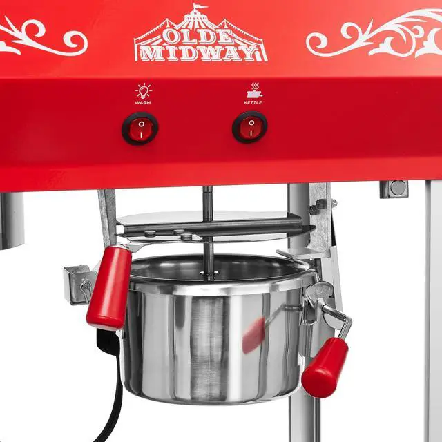 Alt view image 5 of 6 - Olde Midway Bar Style Popcorn Machine Maker Popper with 6-Ounce Kettle - Red