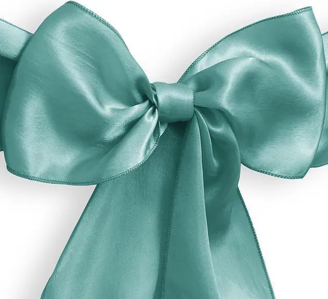 Alt view image 2 of 3 - Lann's Linens - 50 Elegant Satin Wedding/Party Chair Cover Sashes/Bows - Ribbon Tie Back Sash - Turquoise