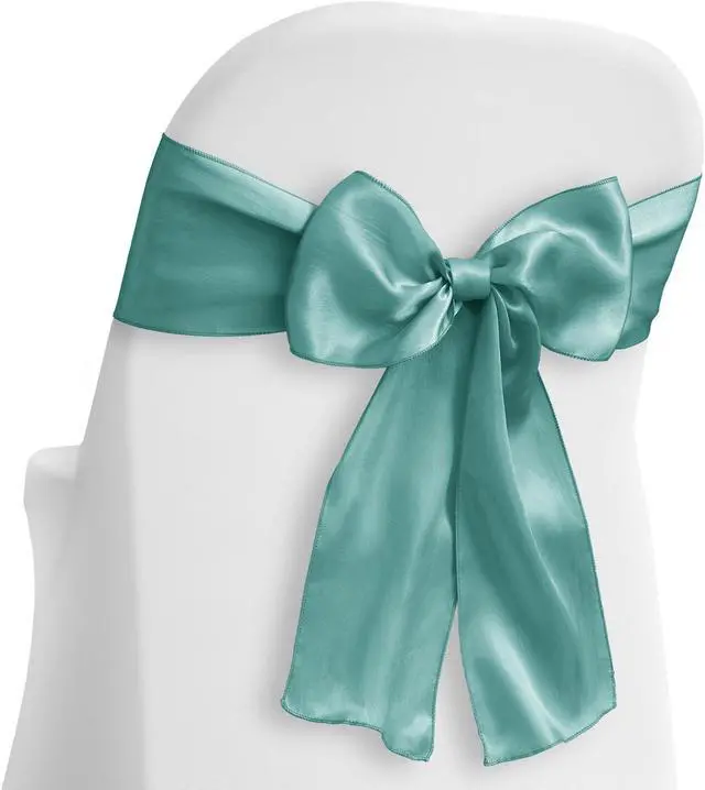 Main image of Lann's Linens - 50 Elegant Satin Wedding/Party Chair Cover Sashes/Bows - Ribbon Tie Back Sash - Turquoise