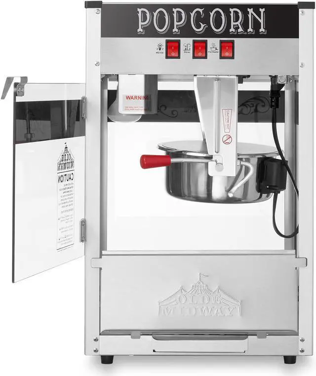Alt view image 3 of 10 - Olde Midway Commercial Popcorn Machine Maker Popper with 8-Ounce Kettle - Black