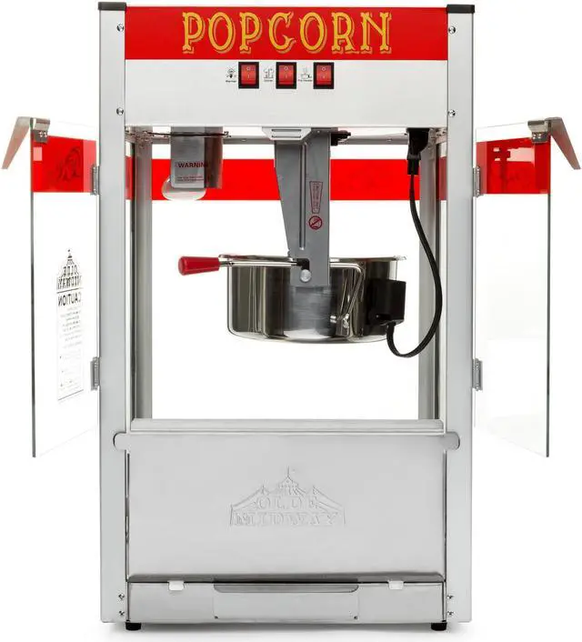 Alt view image 3 of 8 - Olde Midway Commercial Popcorn Machine Maker Popper with Large 12-Ounce Kettle - Red