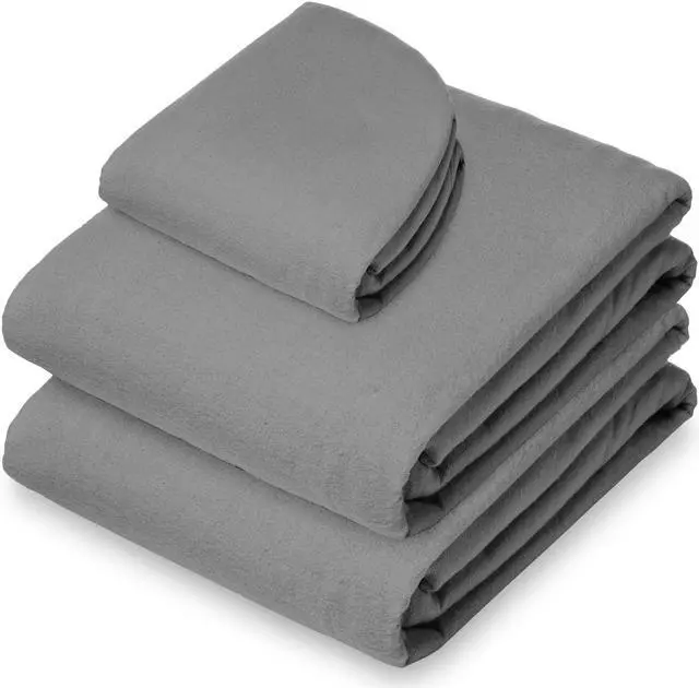 Alt view image 2 of 6 - Saloniture 3-Piece Flannel Massage Table Sheet Set - Soft Cotton Facial Bed Cover - Includes Flat and Fitted Sheets with Face Cradle Cover - Gray