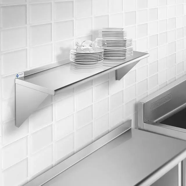 Alt view image 2 of 3 - GRIDMANN NSF Stainless Steel 14" x 48" Kitchen Wall Mount Shelf Commercial Restaurant Bar w/ Backsplash