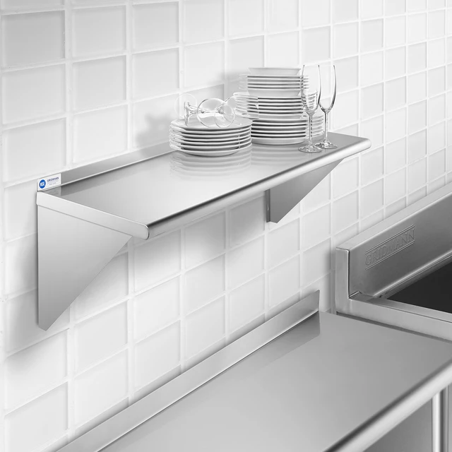Alt view image 2 of 3 - GRIDMANN NSF Stainless Steel 18" x 48" Kitchen Wall Mount Shelf Commercial Restaurant Bar w/ Backsplash