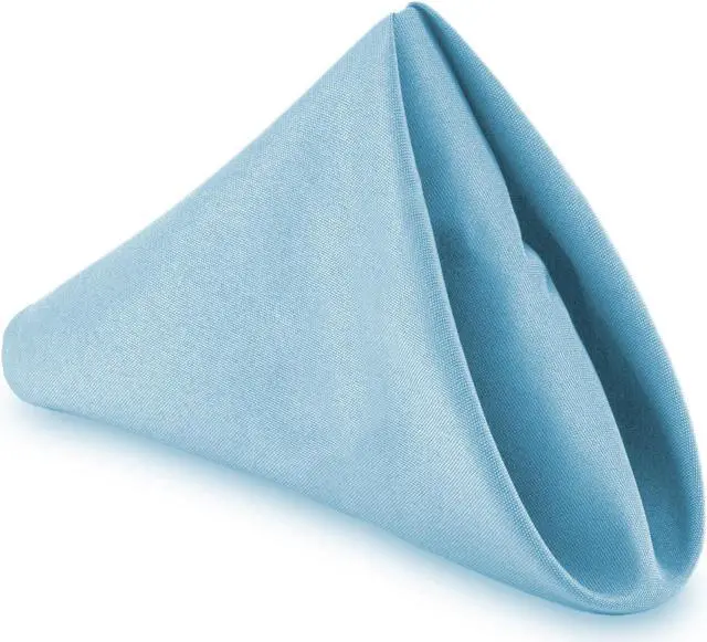 Main image of Lann's Linens - 1 Dozen 20" Oversized Cloth Dinner Table Napkins - Machine Washable Restaurant/Wedding/Hotel Polyester Fabric - Baby Blue