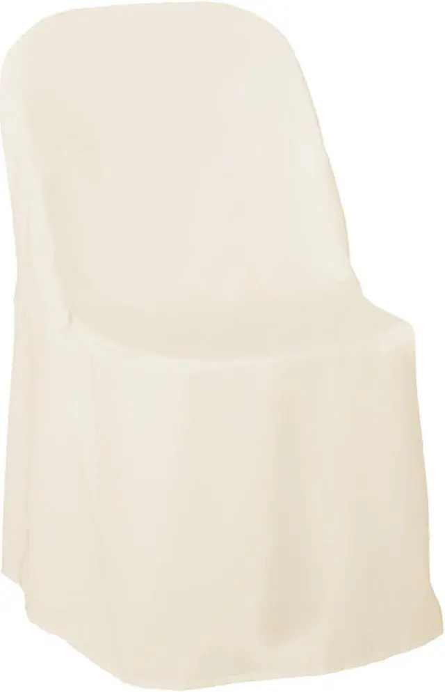 Alt view image 2 of 4 - Lann's Linens 10 pcs Ivory Polyester Folding Chair Covers for Wedding, Party, and Banquet - Elegant Cloth Slipcovers