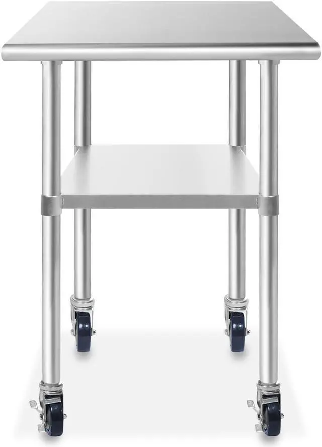 Alt view image 2 of 9 - GRIDMANN NSF Stainless Steel Commercial Kitchen Prep & Work Table w/ 4 Casters (Wheels) - 30 in. x 24 in.