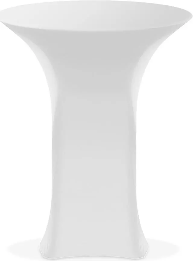 Alt view image 4 of 5 - Lann's Linens - 36" Round Highboy Cocktail Table Cover, Stretch Spandex Fitted Tablecloth - White