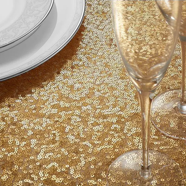 Alt view image 4 of 4 - Lann's Linens 12" x 72" Gold Sequin Table Runner, Sparkly Tablecloth Cover for Wedding, Party, Banquet