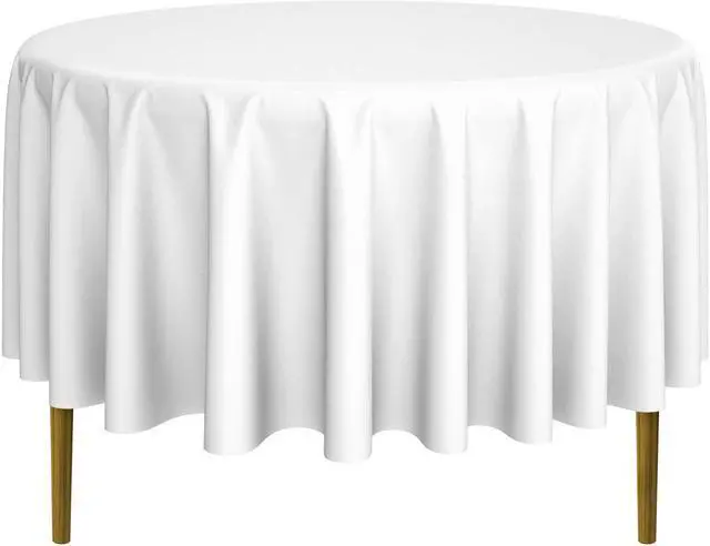 Main image of Lann's Linens - 5 Premium 90" Round Tablecloths for Wedding/Banquet/Restaurant - Polyester Fabric Table Cloths - White