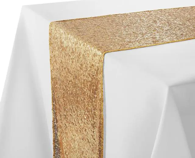 Alt view image 2 of 4 - Lann's Linens 12" x 72" Gold Sequin Table Runner, Sparkly Tablecloth Cover for Wedding, Party, Banquet