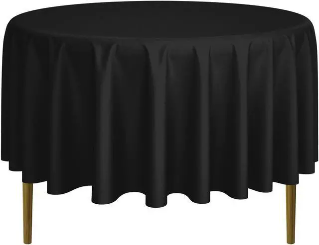 Main image of Lann's Linens - 90" Round Premium Tablecloth for Wedding / Banquet / Restaurant - Polyester Fabric Table Cloth - Black