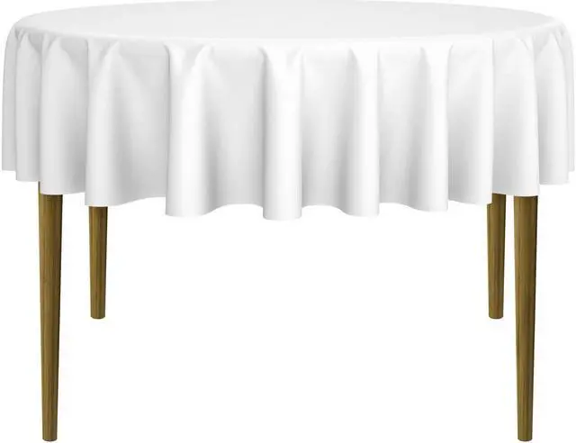 Main image of Lann's Linens - 70" Round Premium Tablecloth for Wedding / Banquet / Restaurant - Polyester Fabric Table Cloth - White