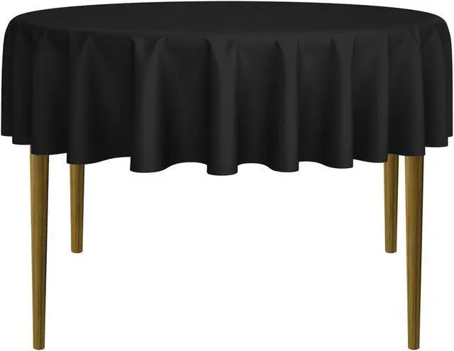 Main image of Lann's Linens - 70" Round Premium Tablecloth for Wedding / Banquet / Restaurant - Polyester Fabric Table Cloth - Black