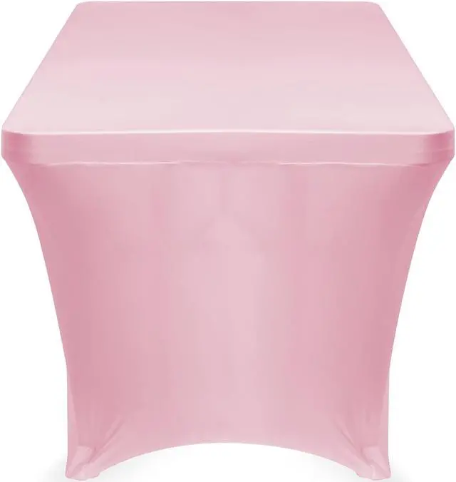 Alt view image 3 of 3 - Lann's Linens - 6' Fitted Stretch Tablecloth for 72" x 30" Rectangular Table - Wedding / Banquet / Trade Show - Spandex Cloth Fabric Cover - Pink