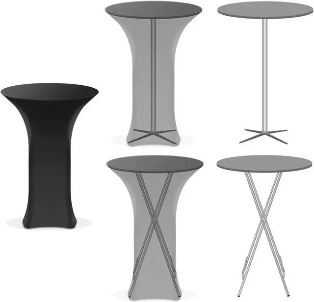 Alt view image 4 of 5 - Lann's Linens - 30" Round Highboy Cocktail Table Cover, Stretch Spandex Fitted Tablecloth - Black