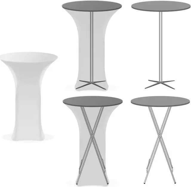 Alt view image 5 of 5 - Lann's Linens - 36" Round Highboy Cocktail Table Cover, Stretch Spandex Fitted Tablecloth - White