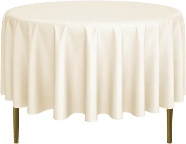 Main image of Lann's Linens - 90" Round Premium Tablecloth for Wedding / Banquet / Restaurant - Polyester Fabric Table Cloth - Ivory