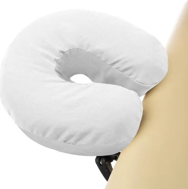 Alt view image 2 of 5 - Saloniture 4-Pack Premium 100% Cotton Flannel Face Cradle Covers - Soft Cotton Fitted Massage Table Cradle Cover - White