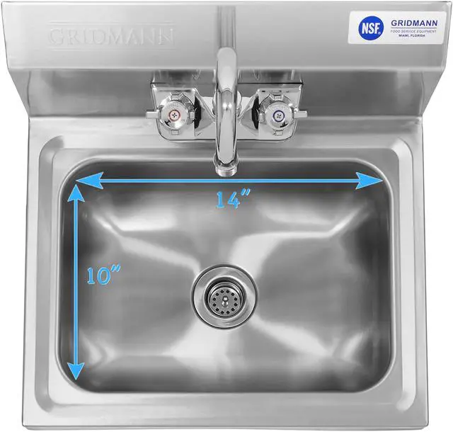 Alt view image 3 of 14 - GRIDMANN Commercial NSF Stainless Steel Sink Wall Mount Hand Washing Basin with Faucet