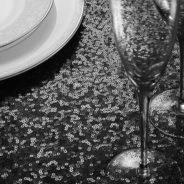 Alt view image 4 of 4 - Lann's Linens 12" x 108" Black Sequin Table Runner, Sparkly Tablecloth Cover for Wedding, Party, Banquet