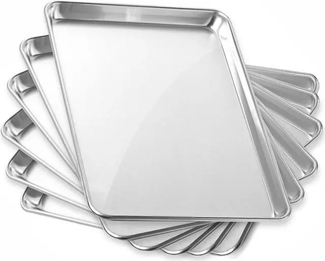 Alt view image 3 of 15 - GRIDMANN 13" x 18" Commercial Grade Aluminum Cookie Sheet Baking Tray Jelly Roll Pan Half Sheet - 6 Pans